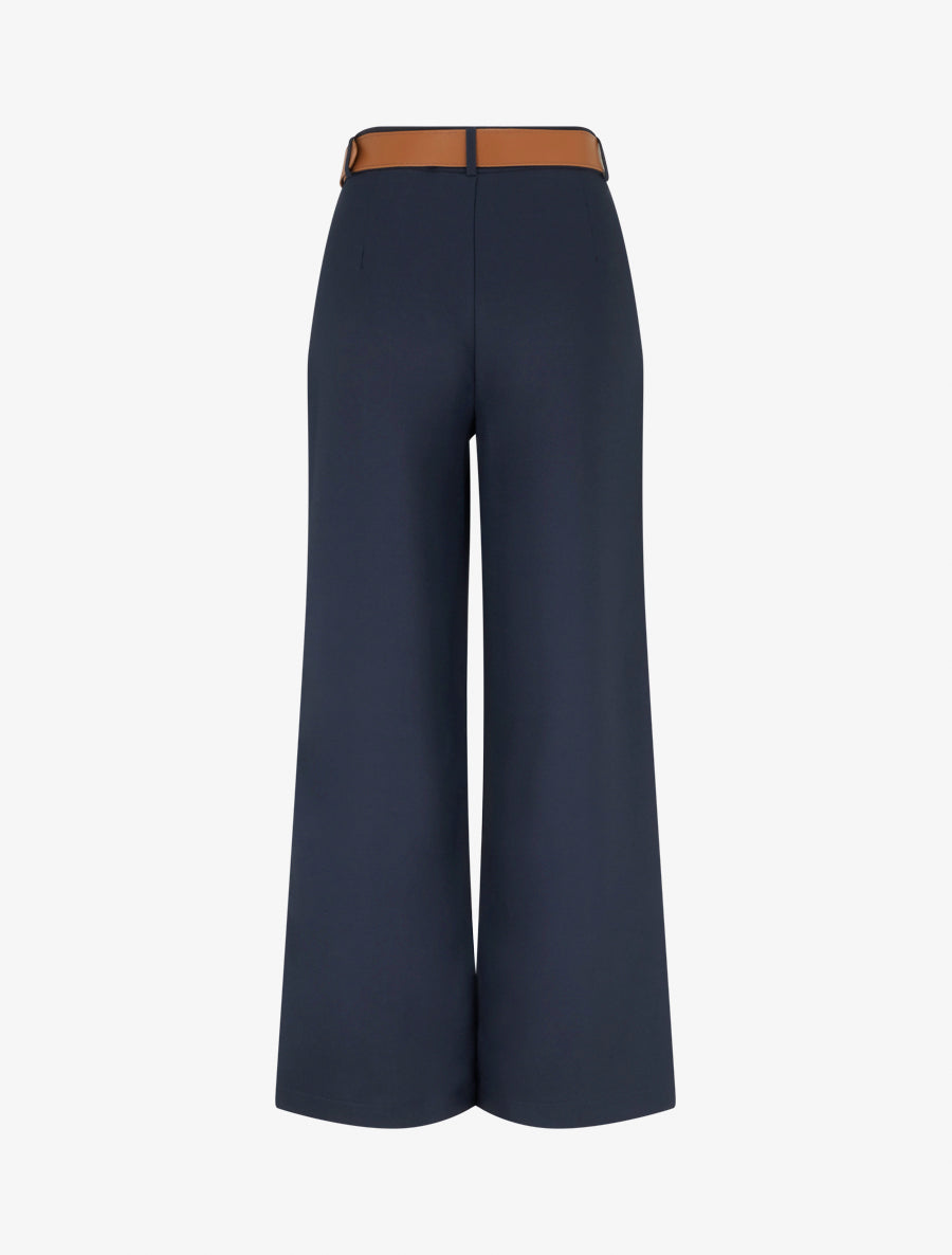 Pantalon taille haute coupe ample - Marine - 2