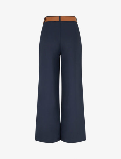 Pantalon taille haute coupe ample - Marine - 2