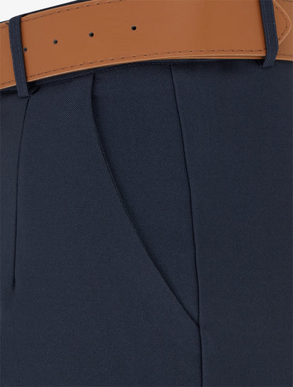 Pantalon taille haute coupe ample - Marine - 3