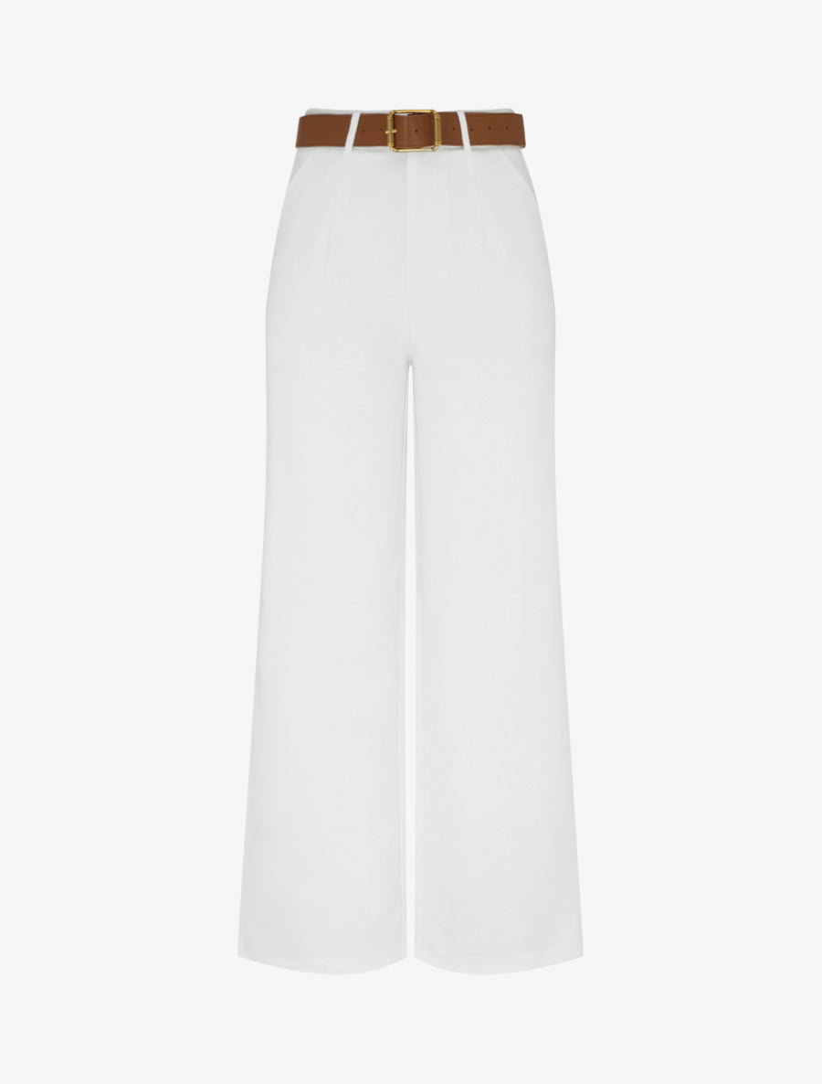 Pantalon taille haute coupe ample - Écru - 1