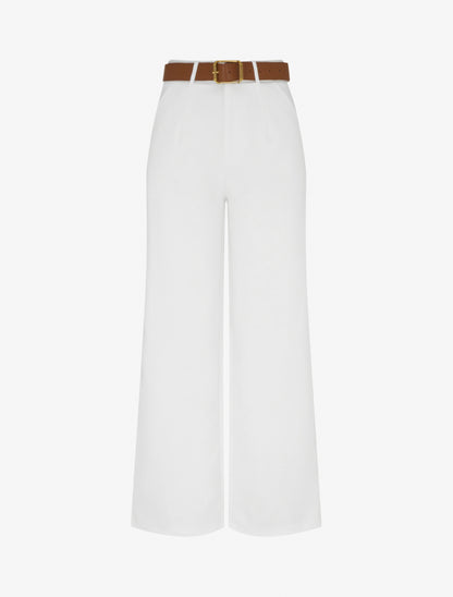 Pantalon taille haute coupe ample - Écru - 1