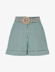 Short droit à rayures - Kaki - 1