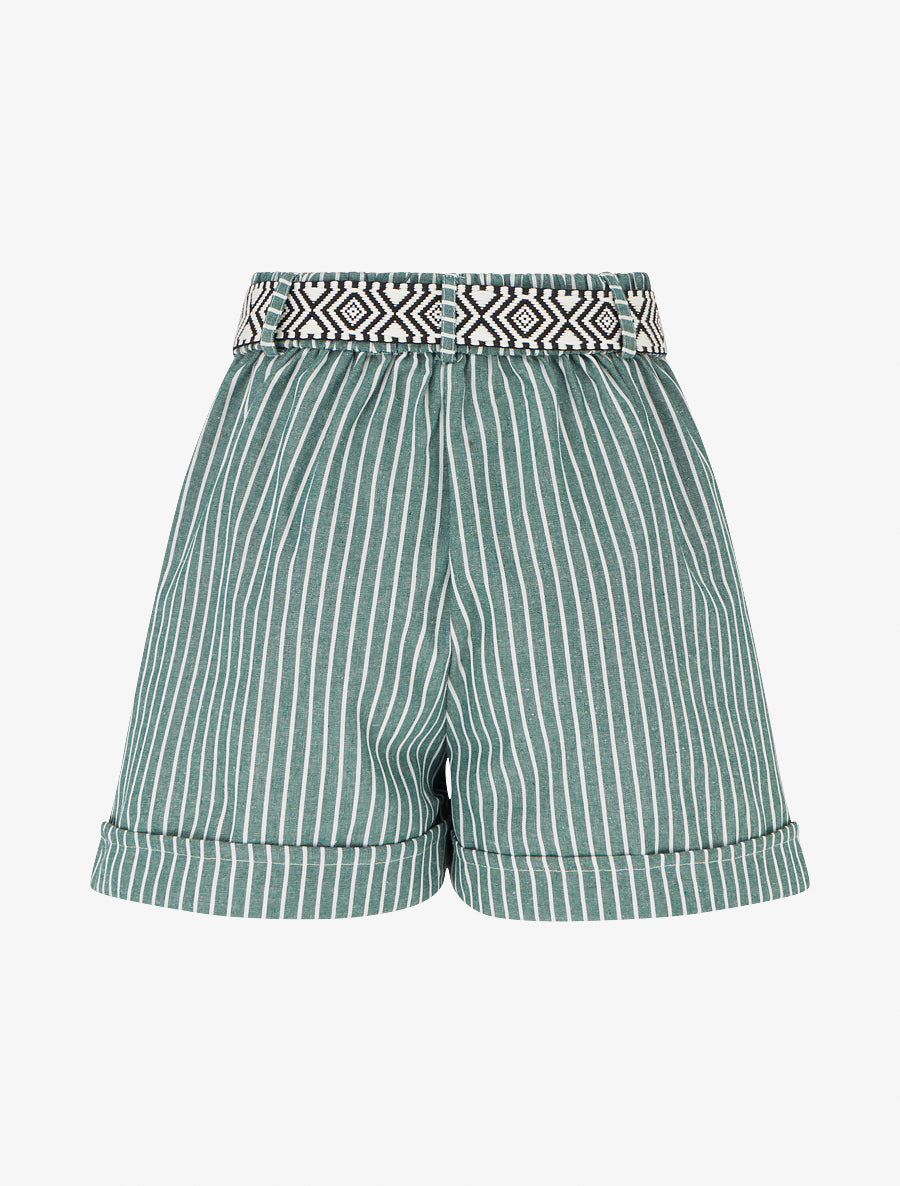 Short droit à rayures - Kaki - 2