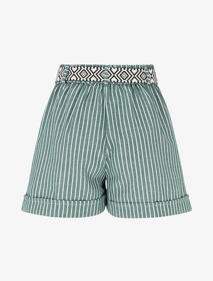 Short droit à rayures - Kaki - 2