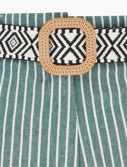 Short droit à rayures - Kaki - 3