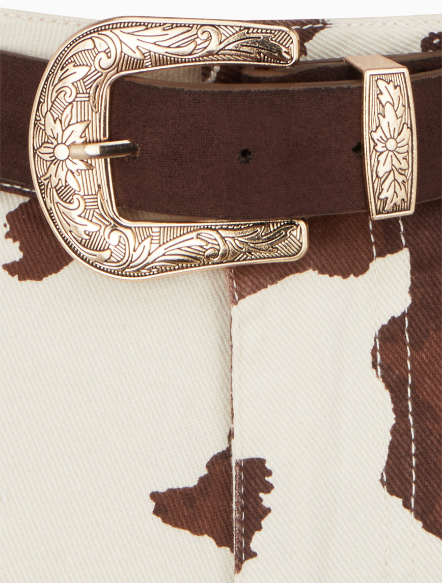 Short taille haute imprimé vache - Beige - 3