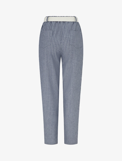 Pantalon élastiqué à rayures - Bleu gris - 2