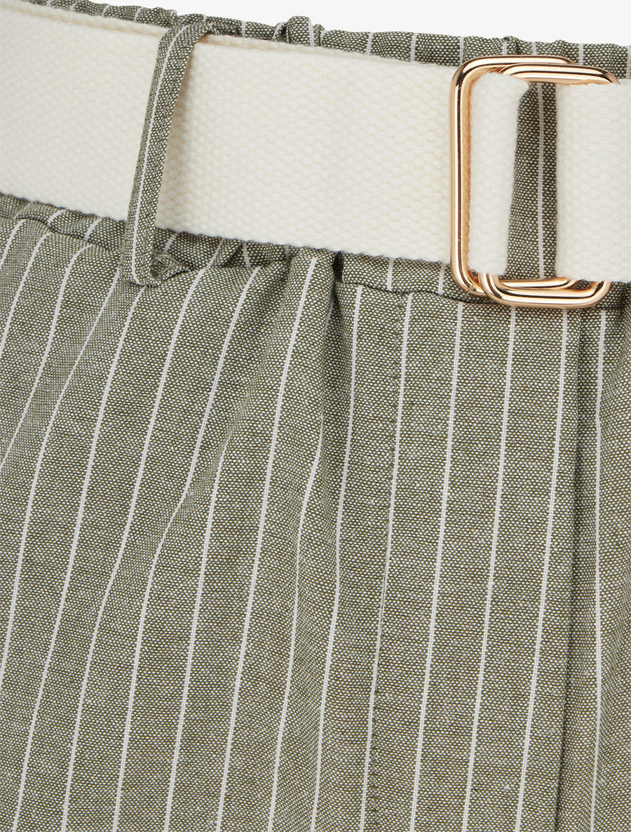 Pantalon élastiqué à rayures - Kaki - 3