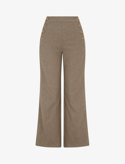 Pantalon à pont ample motif chevron - Taupe - 1