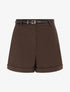 Short ample en flanelle motif chevron - Marron - 1