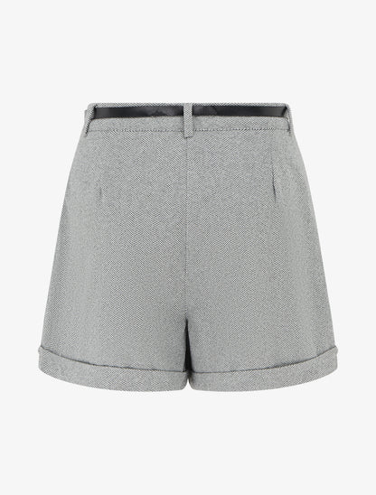 Short ample en flanelle motif chevron - Gris - 2