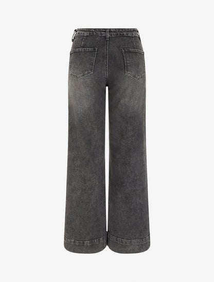 Jean délavé à 4 poches coupe wide leg - Gris anthracite - 2