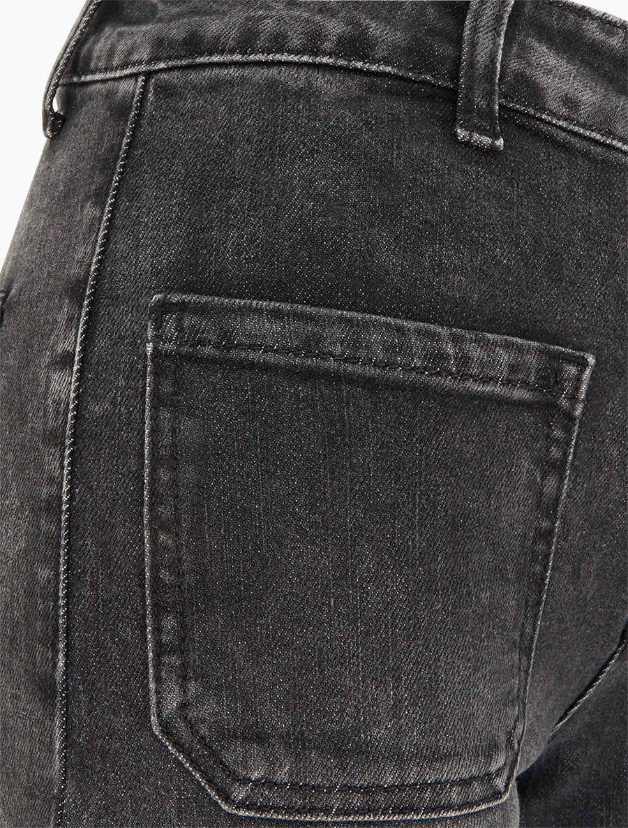 Jean délavé à 4 poches coupe wide leg - Gris anthracite - 3