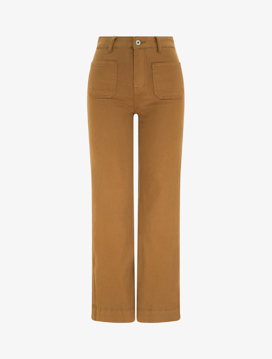 Jean uni à 4 poches coupe wide leg - Camel - 1