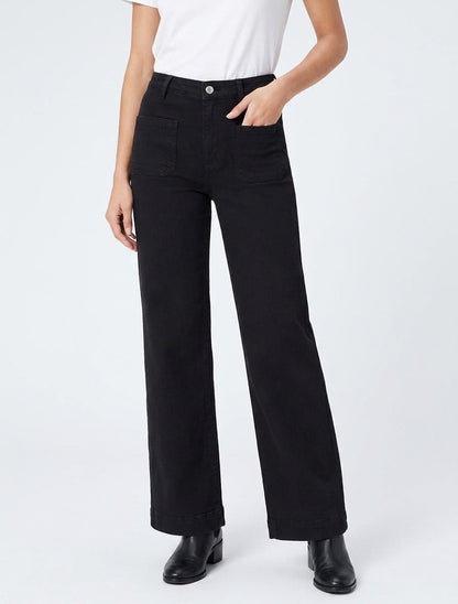 Jean met 4 zakken, wide leg fit - Zwart