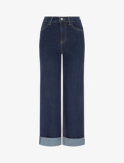 Jean à revers coupe wide leg - Bleu brut - 1