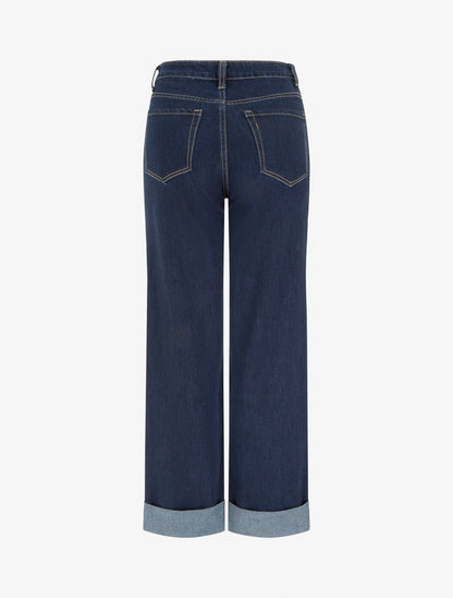 Jean à revers coupe wide leg - Bleu brut - 2