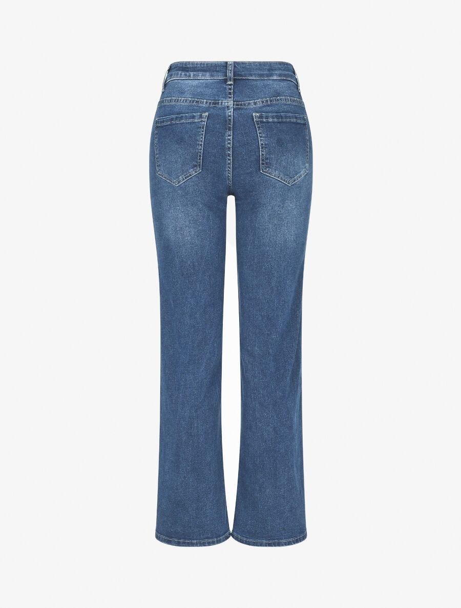Jean à fermeture boutonnée coupe droite - Bleu - 2