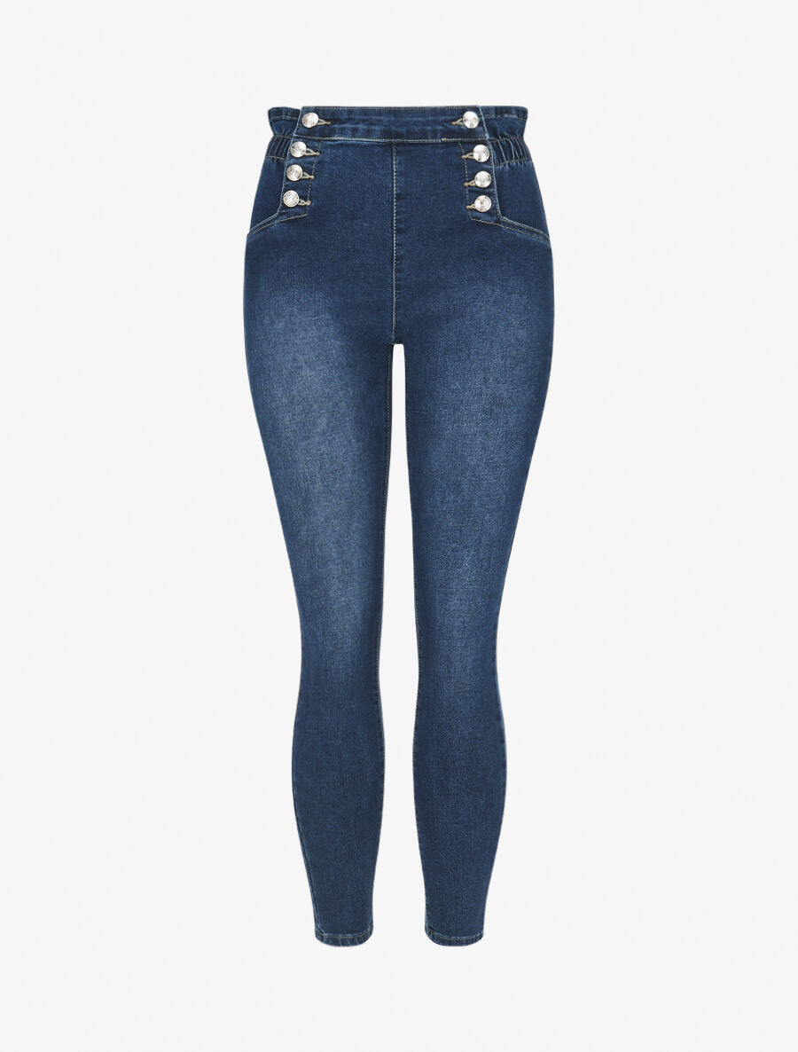 Jean élastiqué coupe skinny - Bleu - 5