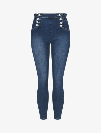 Jean élastiqué coupe skinny - Bleu - 5