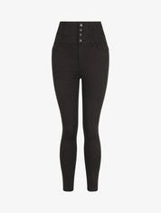 Jean skinny taille haute boutonnée - Noir - 1