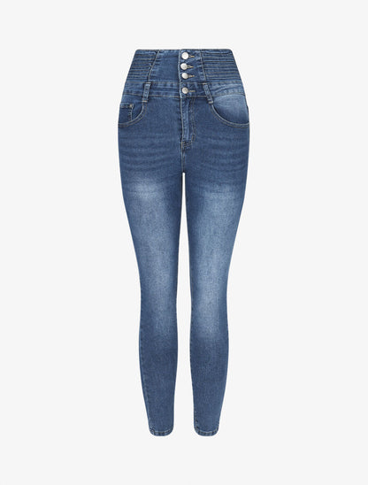 Jean à 4 boutons coupe skinny - Bleu - 4