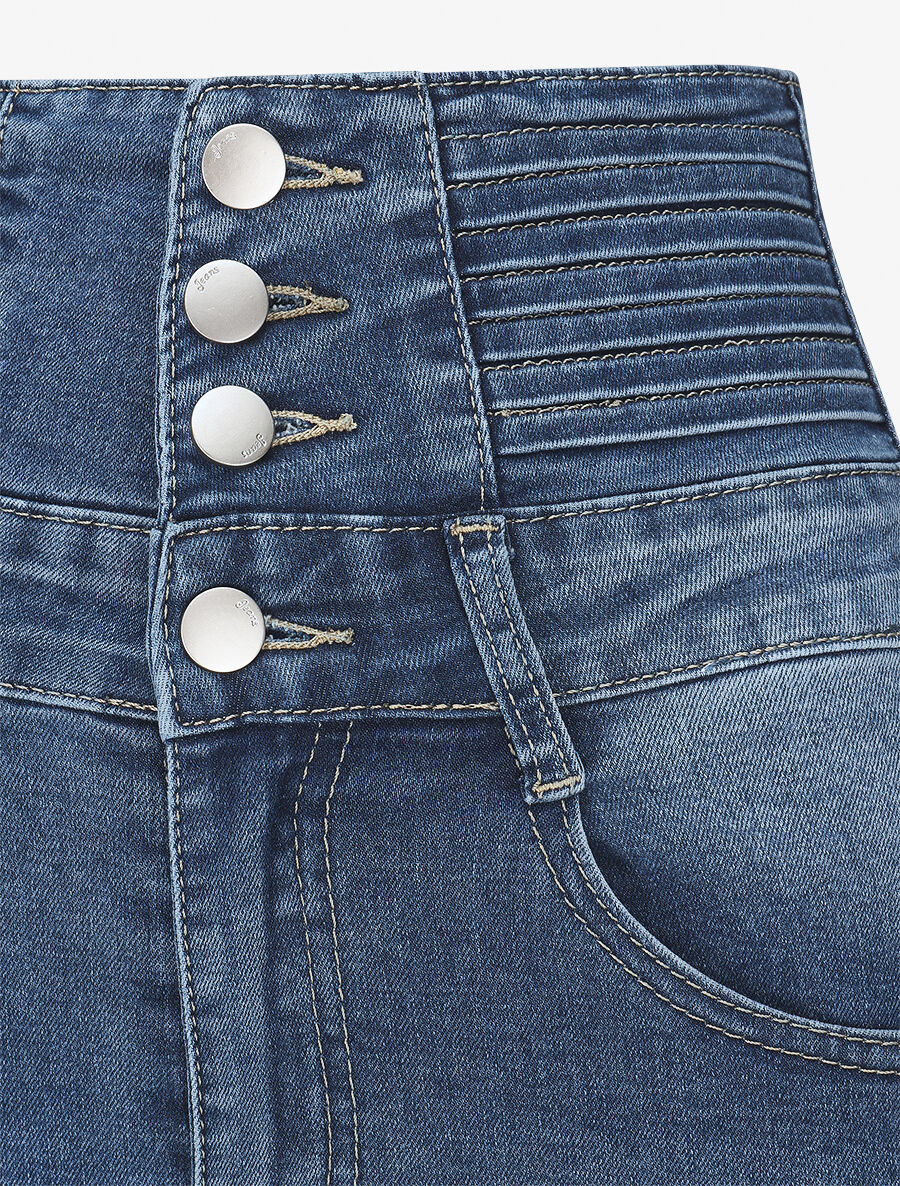 Jean à 4 boutons coupe skinny - Bleu - 3