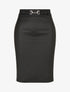Jupe droite fendue en simili - Noir - 1