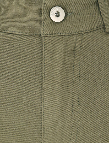 Jean wide leg taille haute coupe droite - Kaki - 3