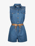Combishort épaules à sequins - Denim - 1