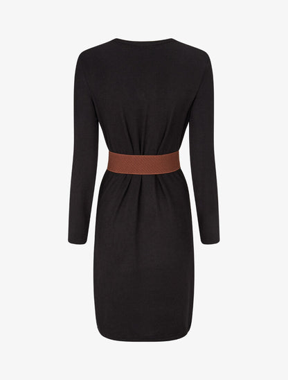 Robe pull col V fantaisie irisé - Noir - 2