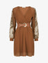 Robe patineuse à manches imprimées - Camel - 1