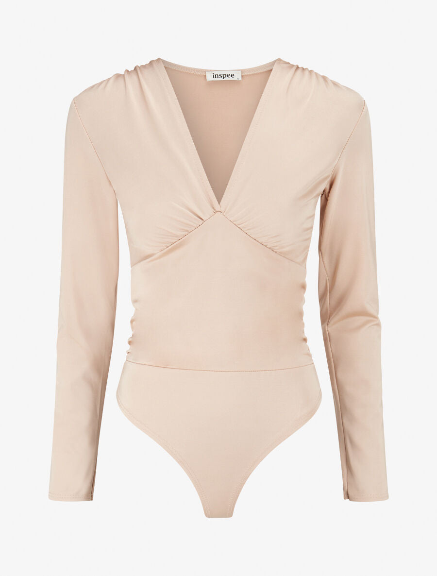 Body stretch à ventre plissé - Beige - 5