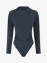 Body satiné col montant drapé - Marine - 1