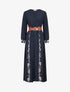 Robe longue à pans imprimé baroque - Marine - 4