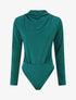 Body satiné col montant drapé - Vert sapin - 4