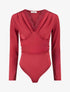 Body à détail dentelle et ventre plissé - Rouge cerise - 1