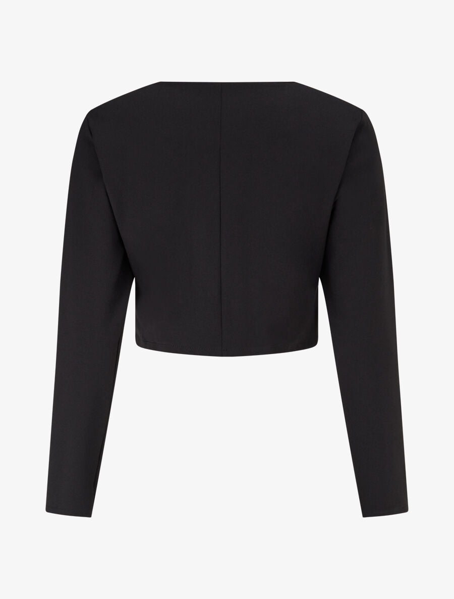 Veste courte à bandes stylisées dorées - Noir - 2
