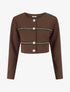 Veste courte à bandes stylisées dorées - Marron - 1