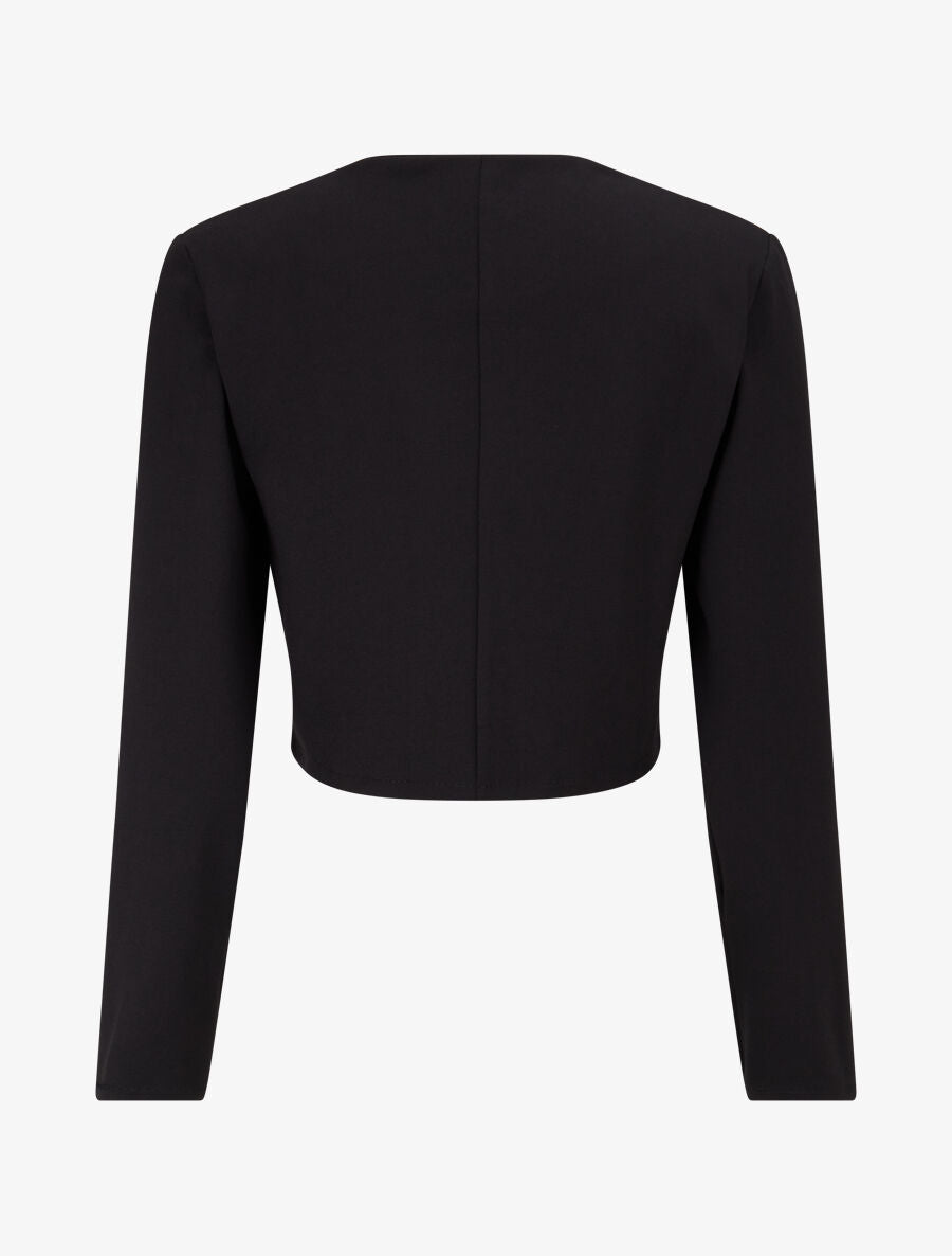 Veste courte empiécement brodé - Noir - 2