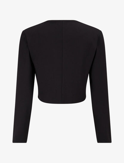 Veste courte empiécement brodé - Noir - 2