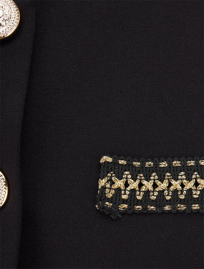 Veste courte empiécement brodé - Noir - 3