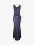 Robe de soirée à pans ondulé - Marine - 1