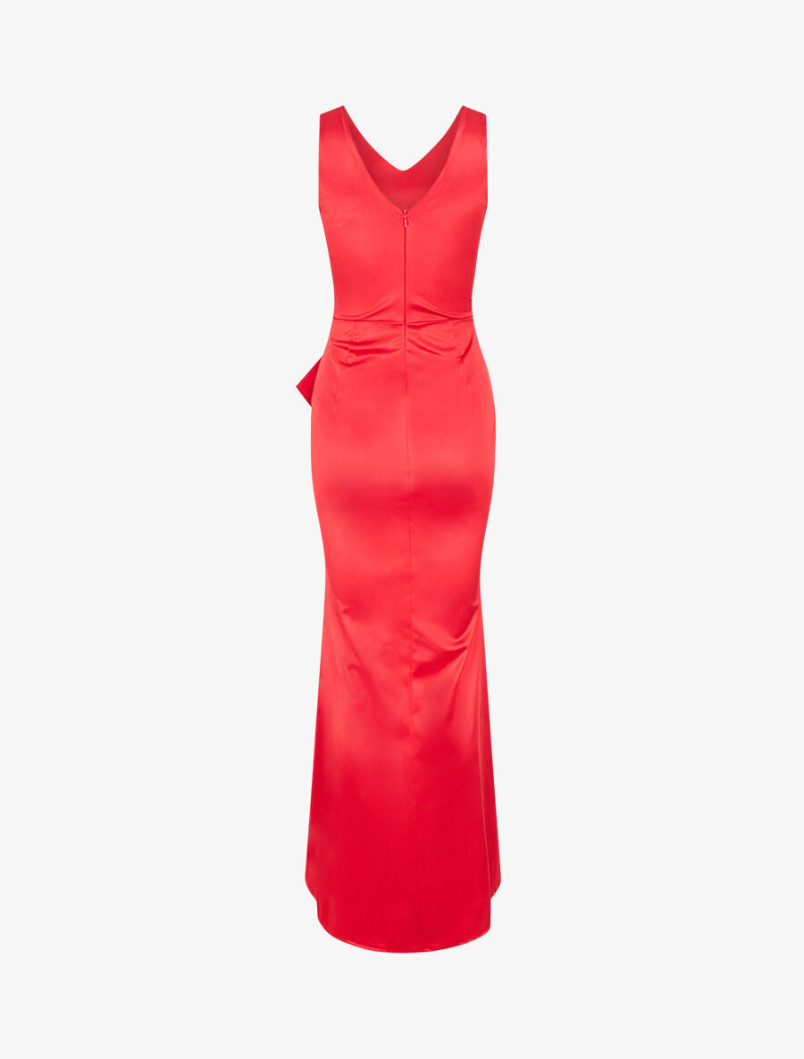 Robe de soirée à pans ondulé - Rouge - 2