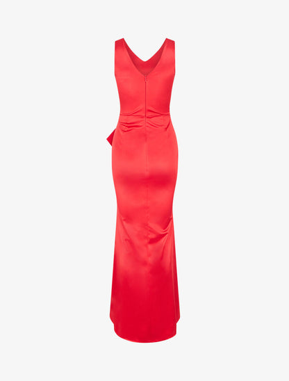 Robe de soirée à pans ondulé - Rouge - 2