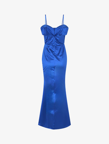 Robe longue fendue à col V - Bleu roi - 2