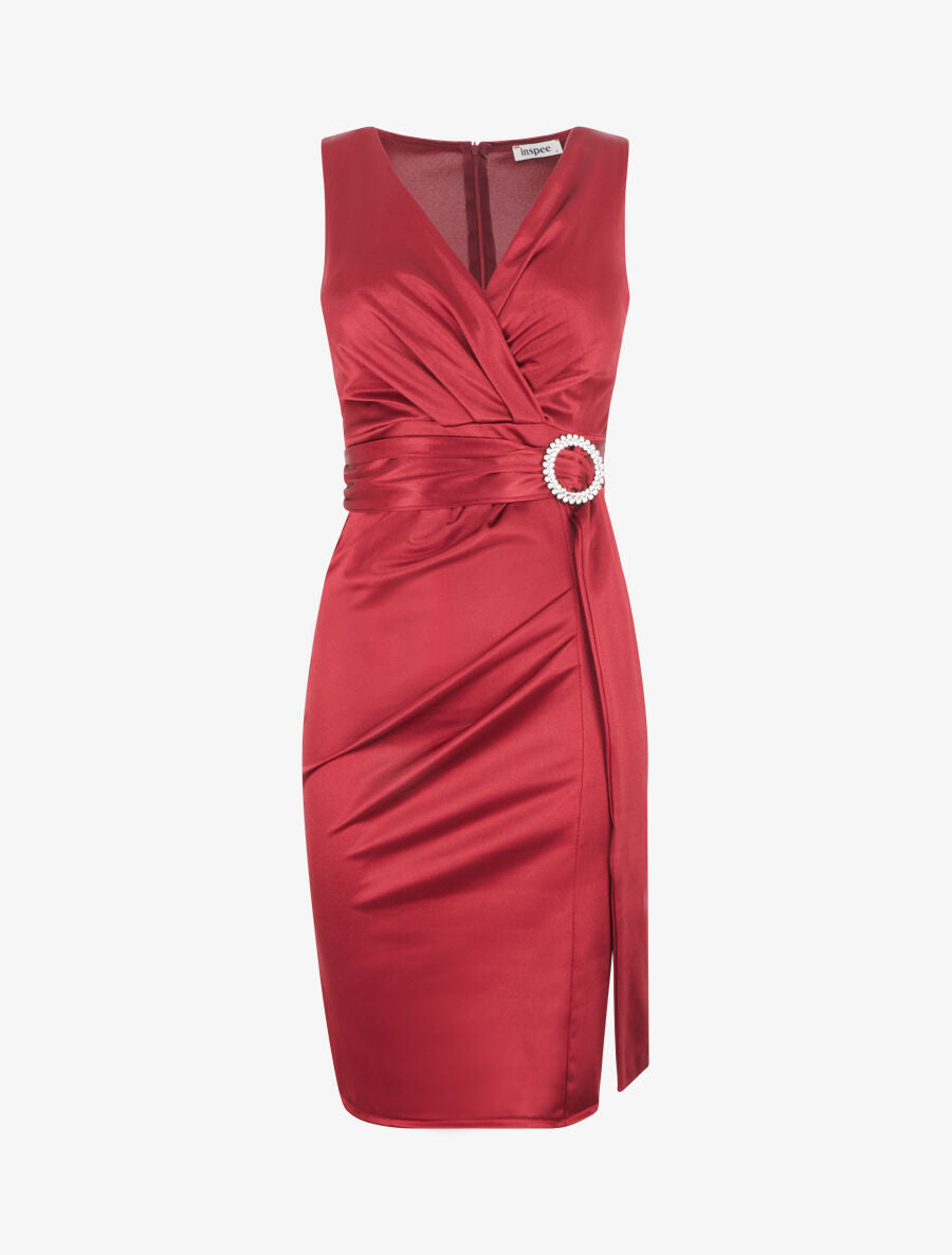 Robe de soirée à boucle en strass - Bordeaux - 4