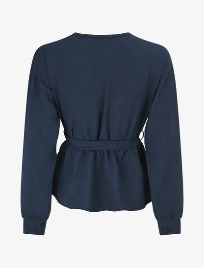 Top péplum à épaules brodées - Marine - 2