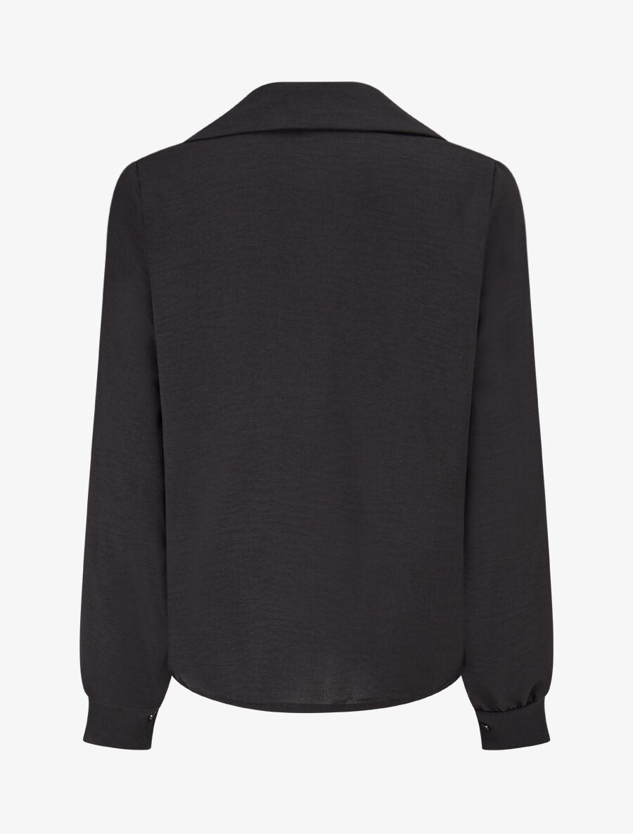 Chemise unie à col brodé - Noir - 2
