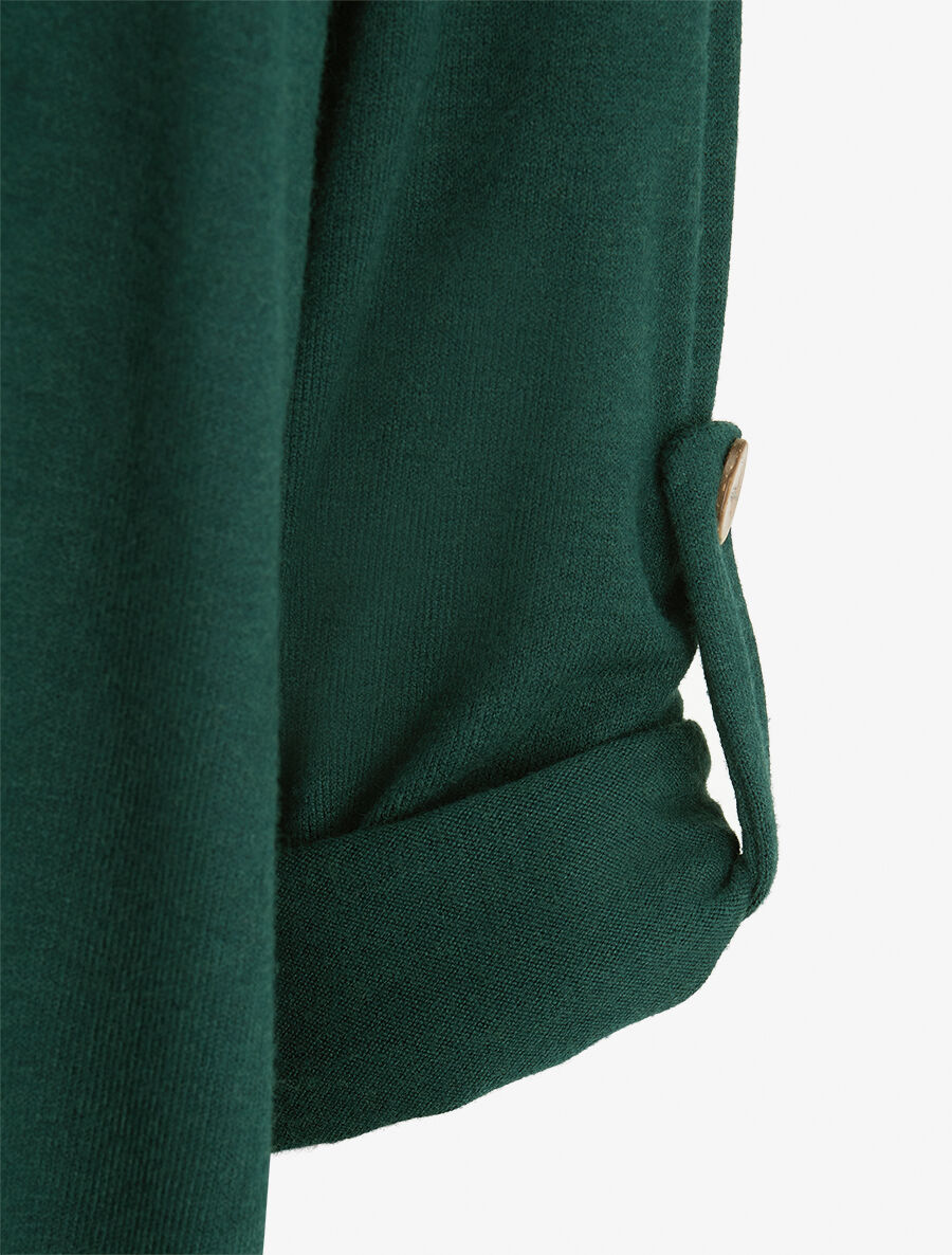 Gilet long uni à manches retroussables - Vert sapin - 3
